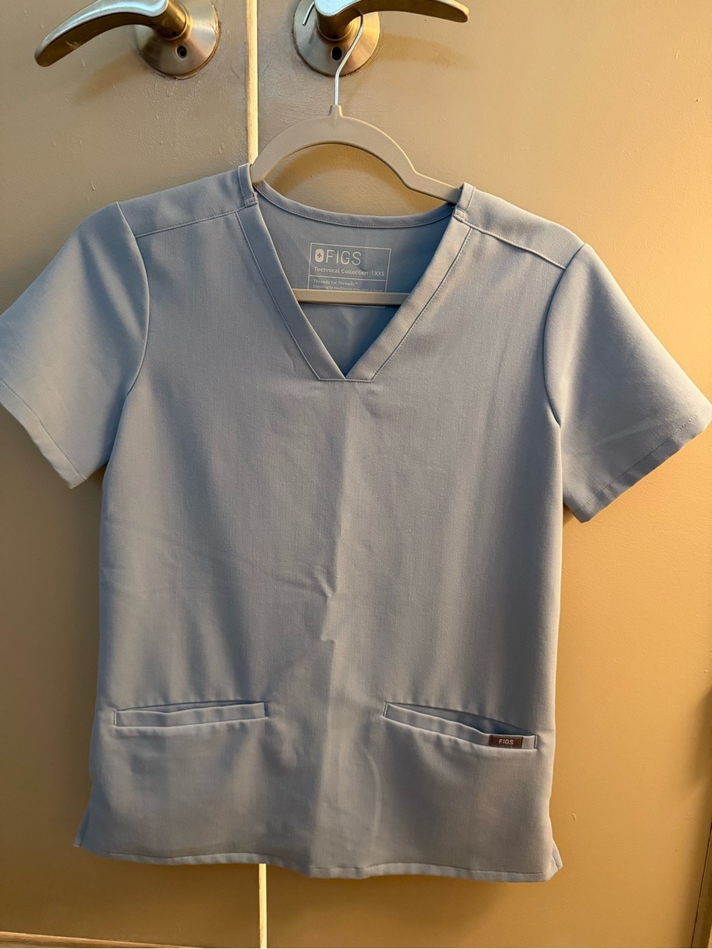 Figs Light Blue V-Neck Short Sleeve Scrub Set